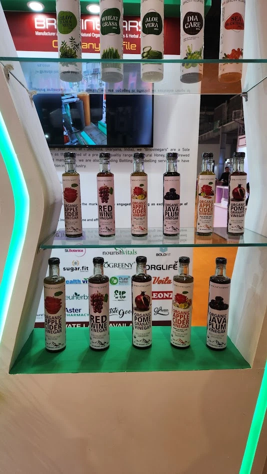 Vinagres orgánicos de un expositor indio en Indusfood 2025
