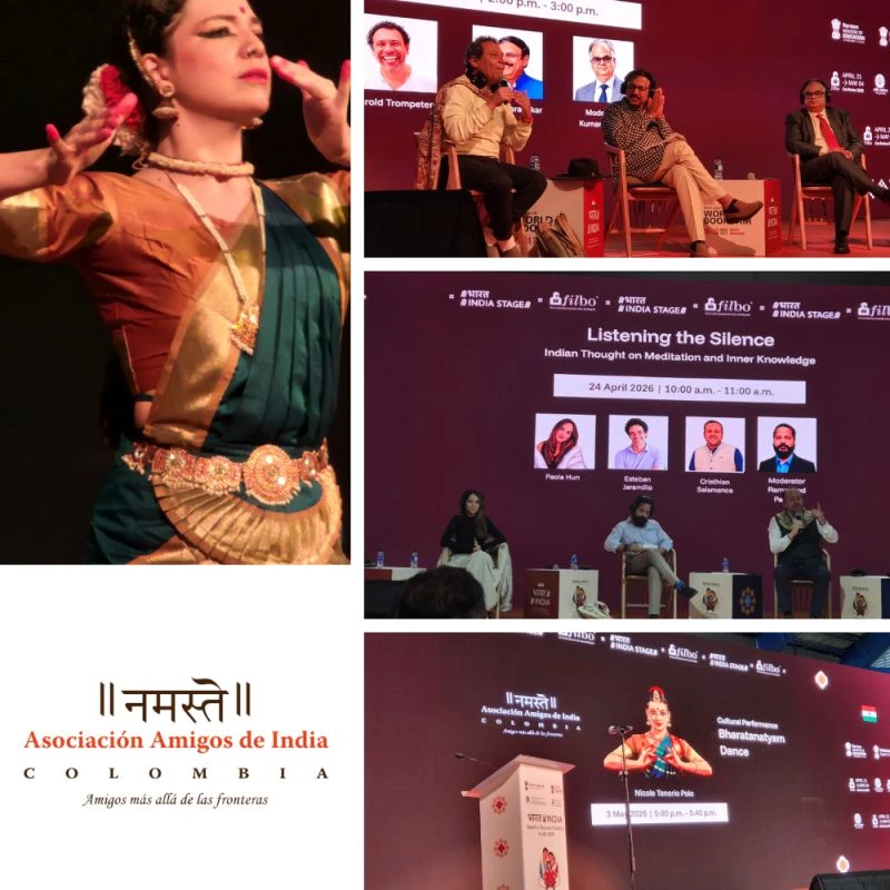 Actividades de la Asociación Amigos de India-Colombia en la FILBo 2026: danza Bharatanatyam y conversatorios
